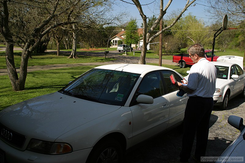 dad cleaning the cars