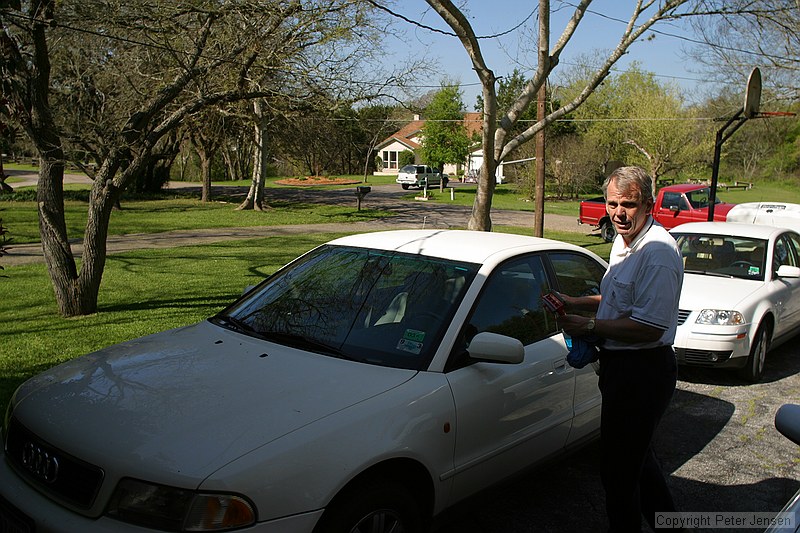 dad cleaning the cars