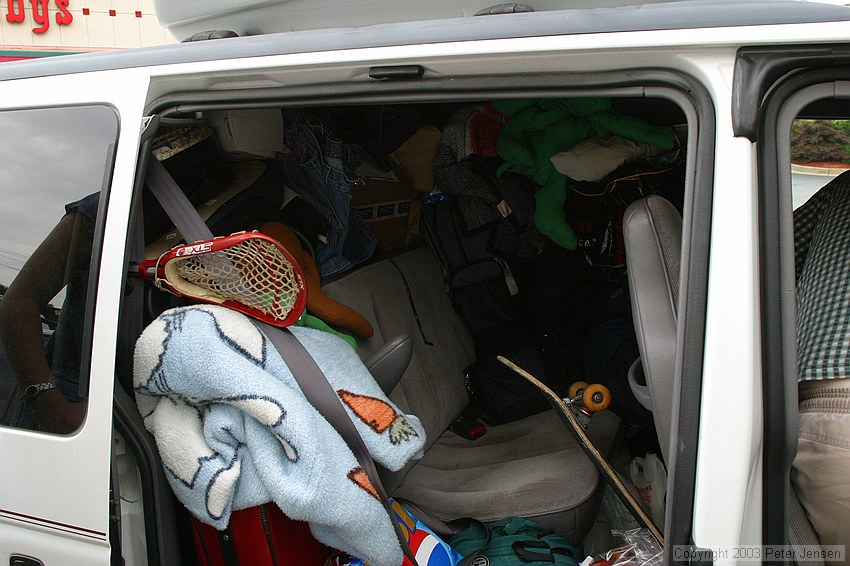 the van packed with Jessica's stuff