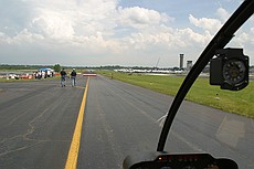 shot through the canopy of a Robinson R-44