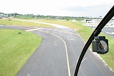 shot through the canopy of a Robinson R-44