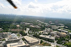 shot through the canopy of a Robinson R-44