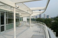 Whitaker building patio and meeting room areas