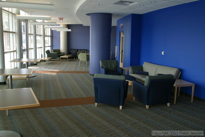 Whitaker building patio and meeting room areas