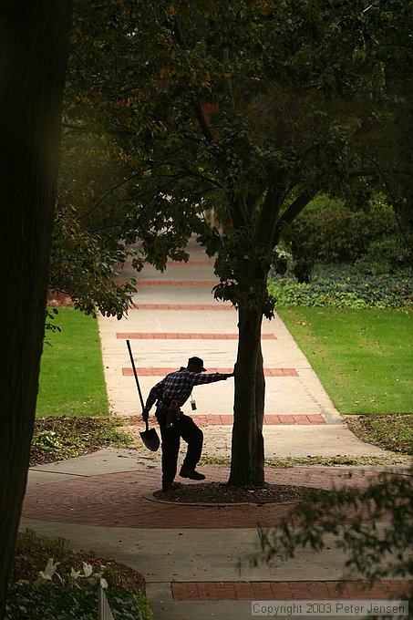 landscaper cleaning boots