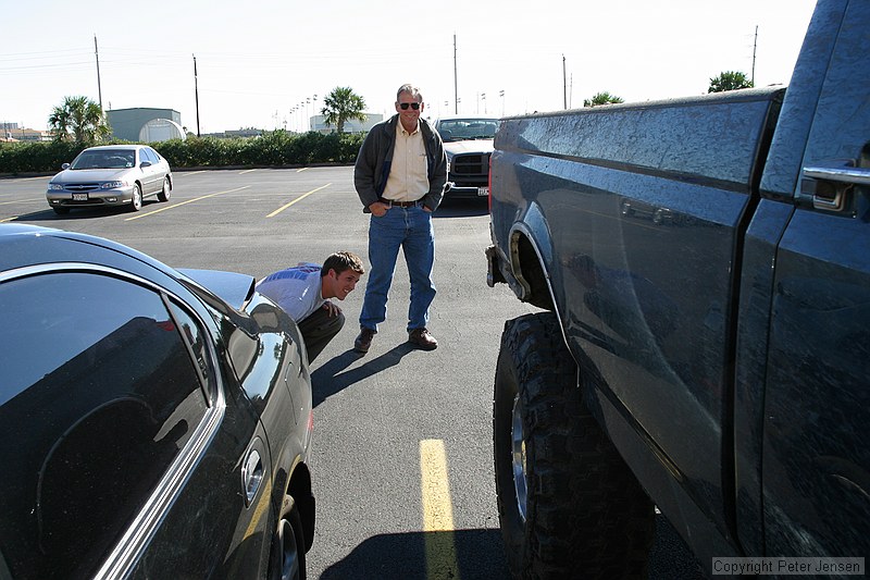 Mike inspecting the suspect suspension system