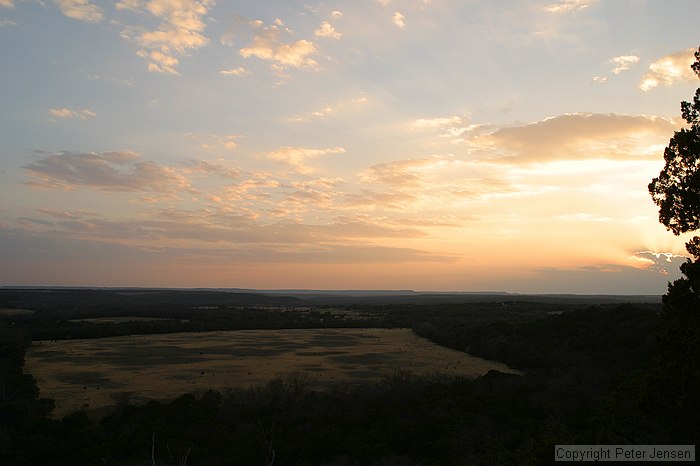 sunset as viewed from a great sloping spot at Dinosaur Valley State Park