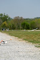 Charles and Randy aerotowing the DAW Dragonette with a GWS electric plane