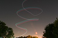 skywriting with the Funplanes Edge 540 foamie and some LEDs.  Charles Frey took the pictures.