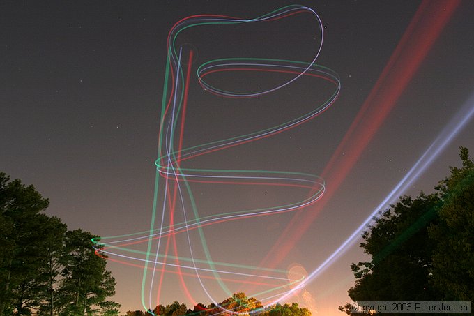 skywriting with the Funplanes Edge 540 foamie and some LEDs.  Charles Frey took the pictures.