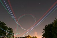 skywriting with the Funplanes Edge 540 foamie and some LEDs.  Charles Frey took the pictures.