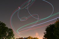 skywriting with the Funplanes Edge 540 foamie and some LEDs.  Charles Frey took the pictures.