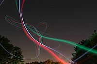 skywriting with the Funplanes Edge 540 foamie and some LEDs.  Charles Frey took the pictures.