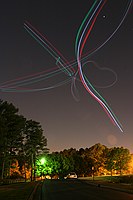 skywriting with the Funplanes Edge 540 foamie and some LEDs.  Charles Frey took the pictures.