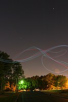 skywriting with the Funplanes Edge 540 foamie and some LEDs.  Charles Frey took the pictures.