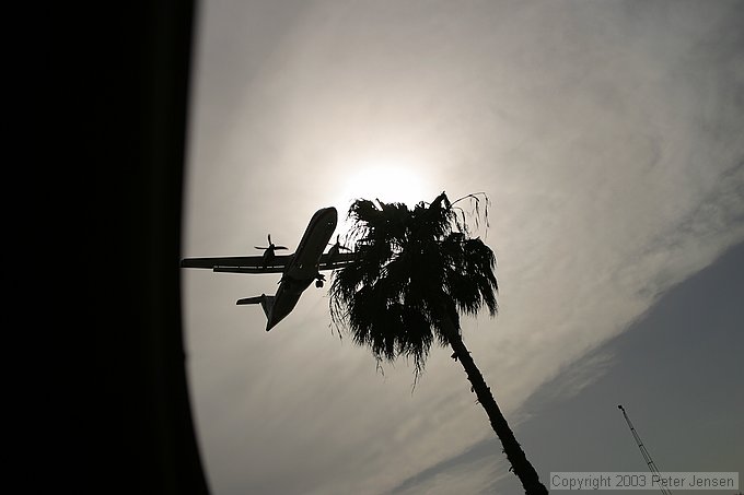 an ATR turboprop arrives in San Juan as we take a cab ride in to town