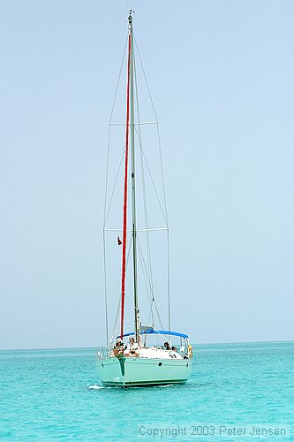 Aries following us in to the Anegada channel entrance