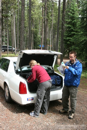 unloading the car