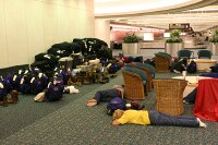 some group of kids completely crashed in the baggage claim of MCO