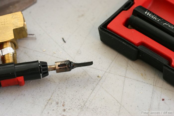 the hot knife from my Weller Portasol butane soldering iron at home