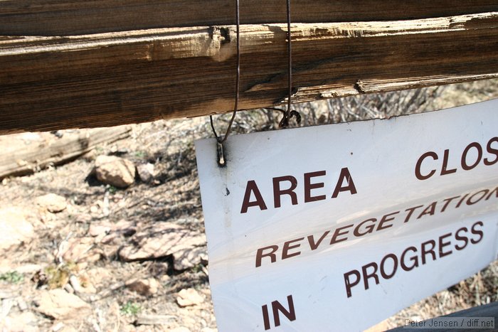 note the wear on the sign from the wind