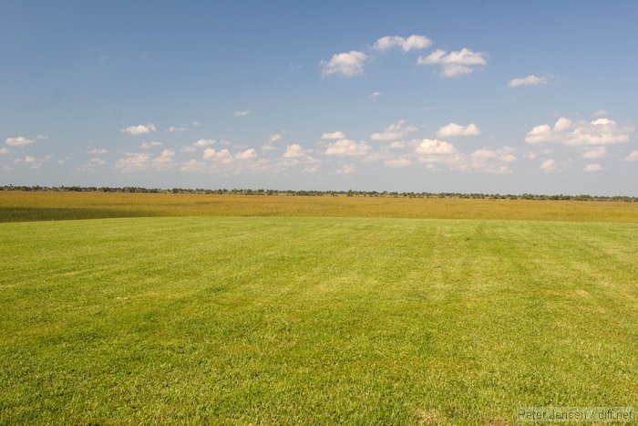 there's a nice grass lawn at the parking area