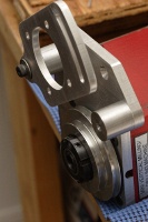 the Steele belt-drive conversion rotated 90 degrees to not interfere with the Z axis