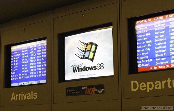 Windows 98 crashed in the Nashville Airport