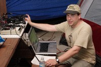 Eric working on the satellite station