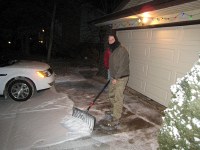 the novelty of shoveling snow