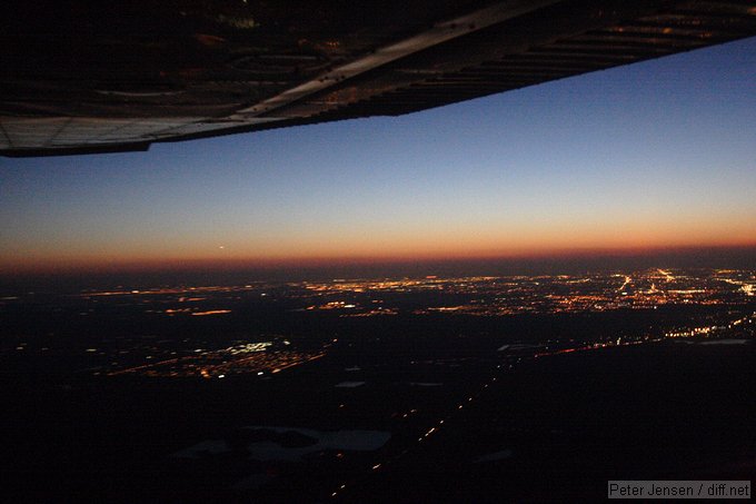 looking west out over Orlando on the slow trip back into the headwind