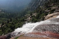 a waterfall that you have to cross right upstream of on the trail