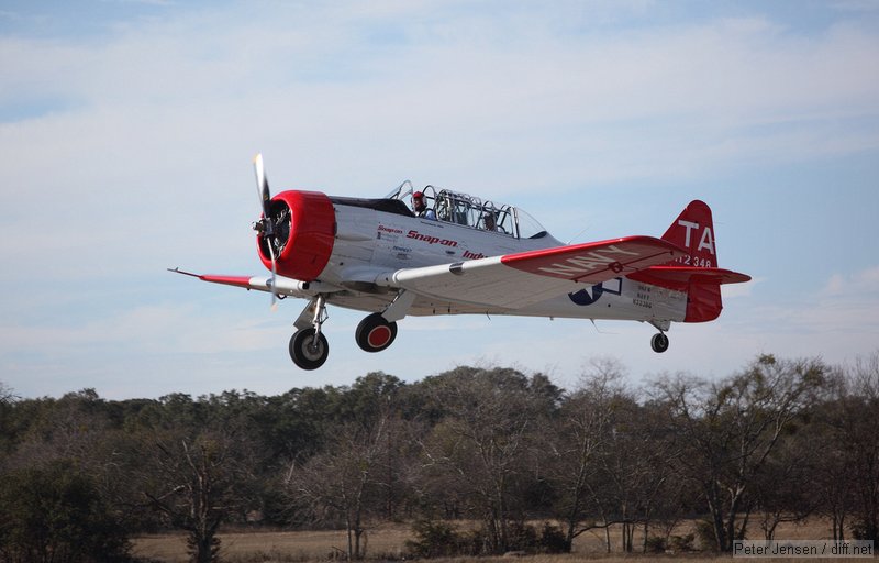 T6 takeoff with gear retraction