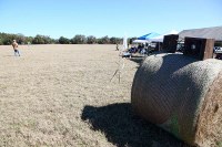 hay bale left for speaker support