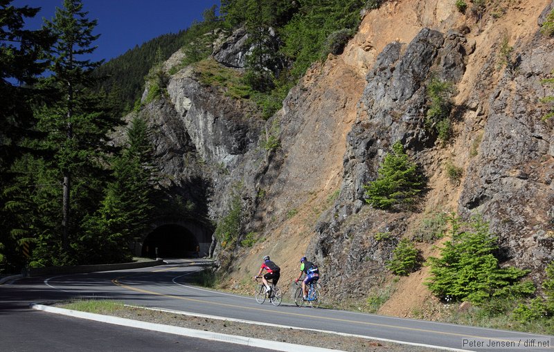 riders on their way up to Hurricane Ridge