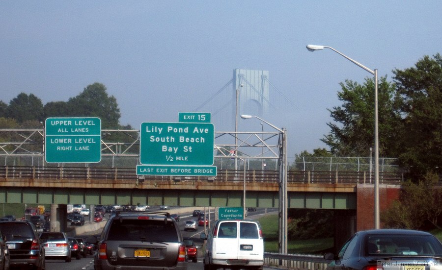 Verrazano bridge shrouded in fog