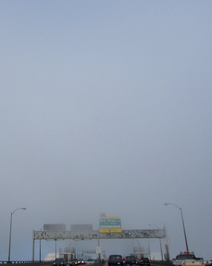 Verrazano bridge shrouded in fog