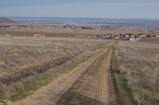 view down the back side of the hill