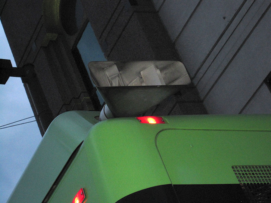 inside of one of the quieting bus exhausts