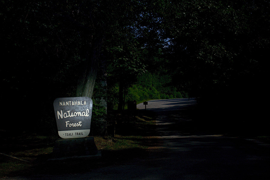 Tsali trail sign at night