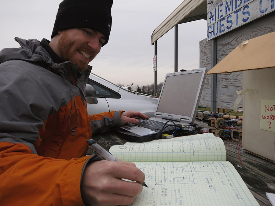 Dan working out the grid coordinates