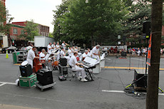 US Navy Band playing in the street in Easton