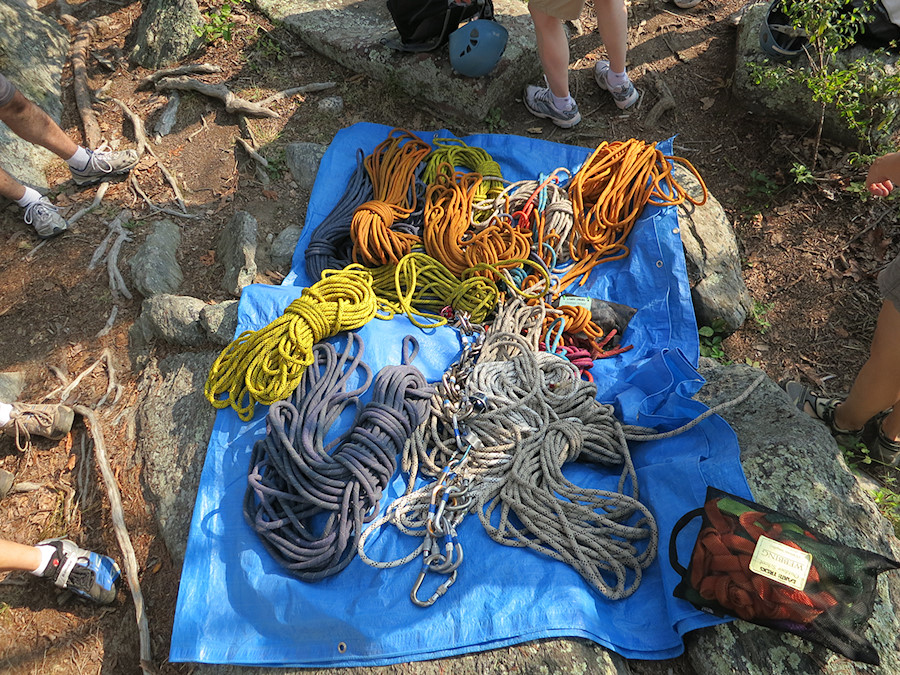 another pile of gear - a mix of dynamic and static ropes