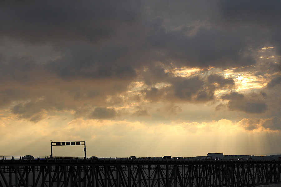 sunrise over the bay bridge