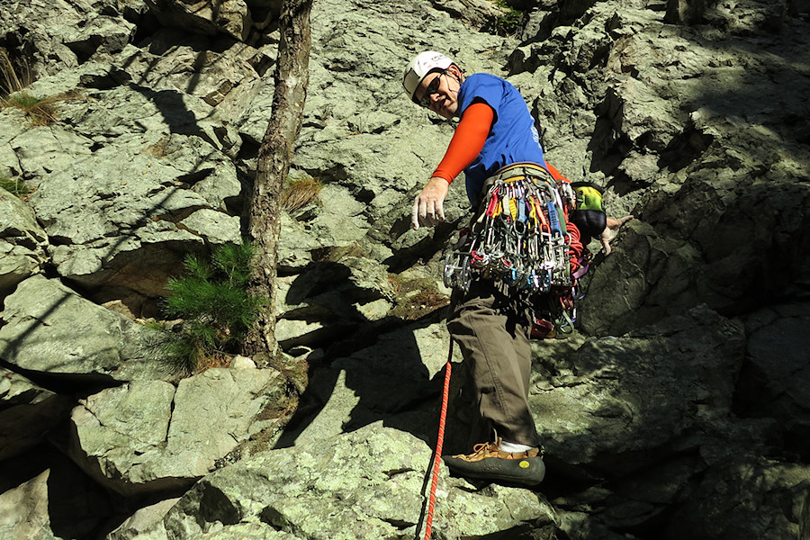 Dan setting out on the first pitch of Totem