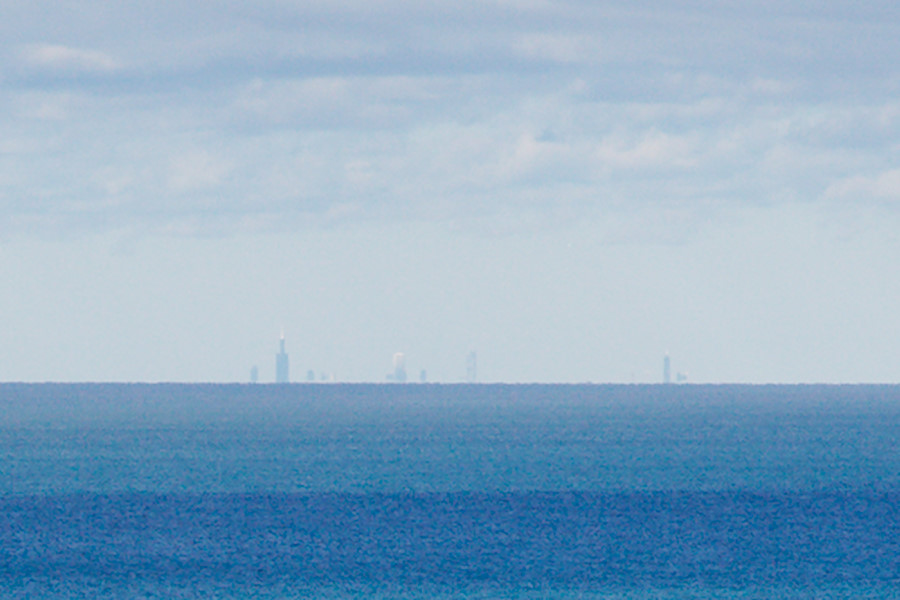 Warren Dunes state park to Chicago, about 53 miles, on a nice clear day