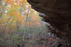 cool rock overhang SE of Seneca Rocks over the ridge