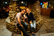 at the Lodge fireplace in Gainesville