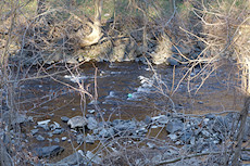 ball still stuck in same spot in the rapids, 3.5 hours later