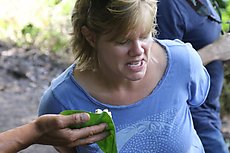 smelling noni fruit